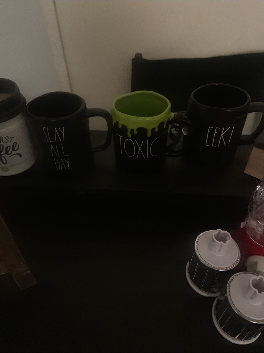 Rae Dunn Black Mug with Lime Green Drip 'TOXIC'